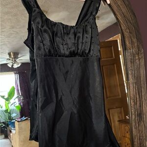 Self Esteem Black Satin Beaded Tank